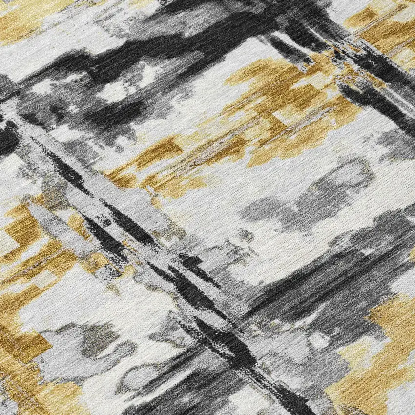 Gray And Granite Gray Abstract Washable Indoor Outdoor Area Rug Photo 5
