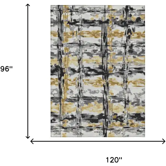 Gray And Granite Gray Abstract Washable Indoor Outdoor Area Rug Photo 6