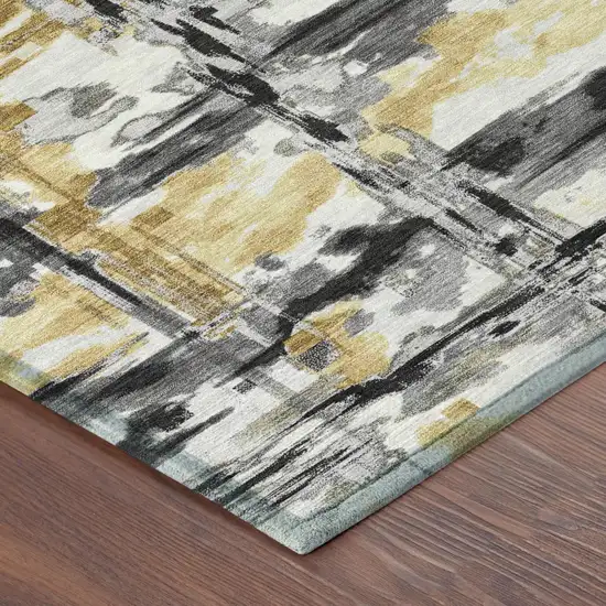 Gray And Granite Gray Abstract Washable Indoor Outdoor Area Rug Photo 4