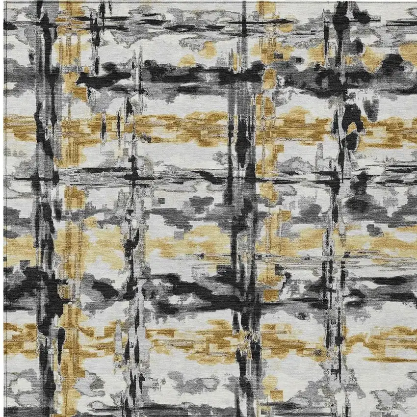 Gray And Granite Gray Abstract Washable Indoor Outdoor Area Rug Photo 3