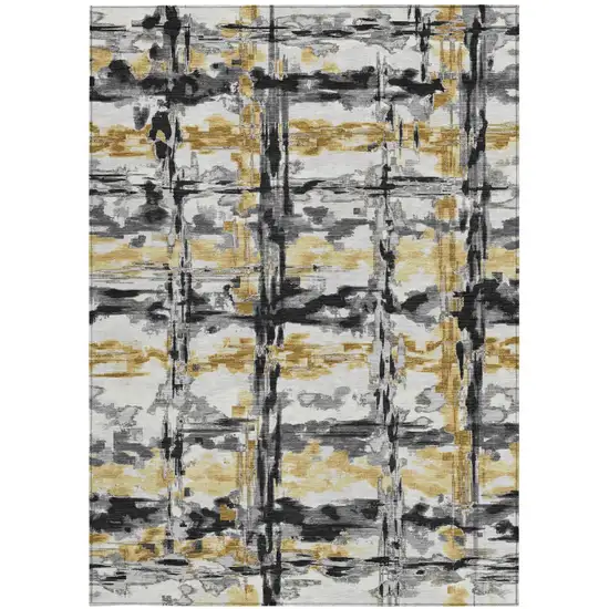 Gray And Granite Gray Abstract Washable Indoor Outdoor Area Rug Photo 3
