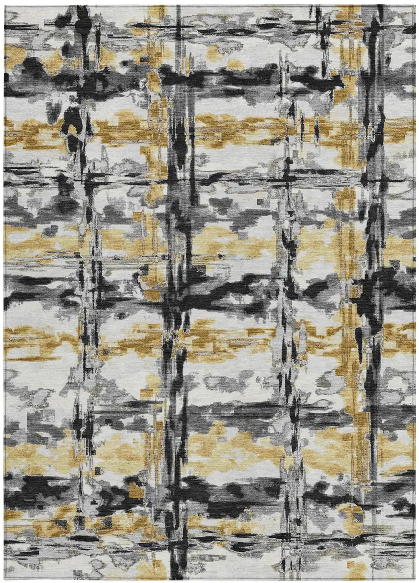 Gray And Granite Gray Abstract Washable Indoor Outdoor Area Rug Photo 3