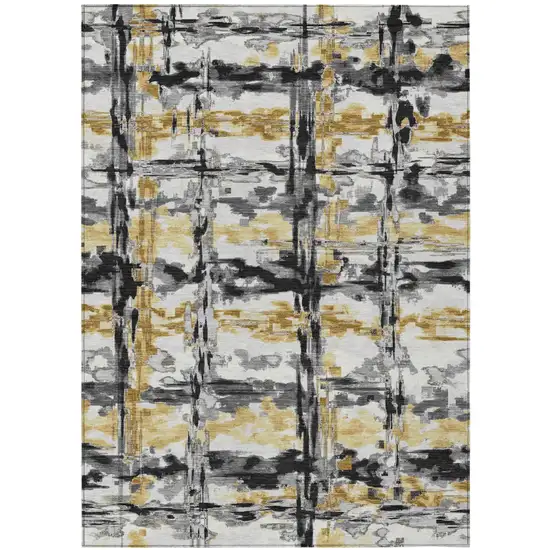 Gray And Granite Gray Abstract Washable Indoor Outdoor Area Rug Photo 2