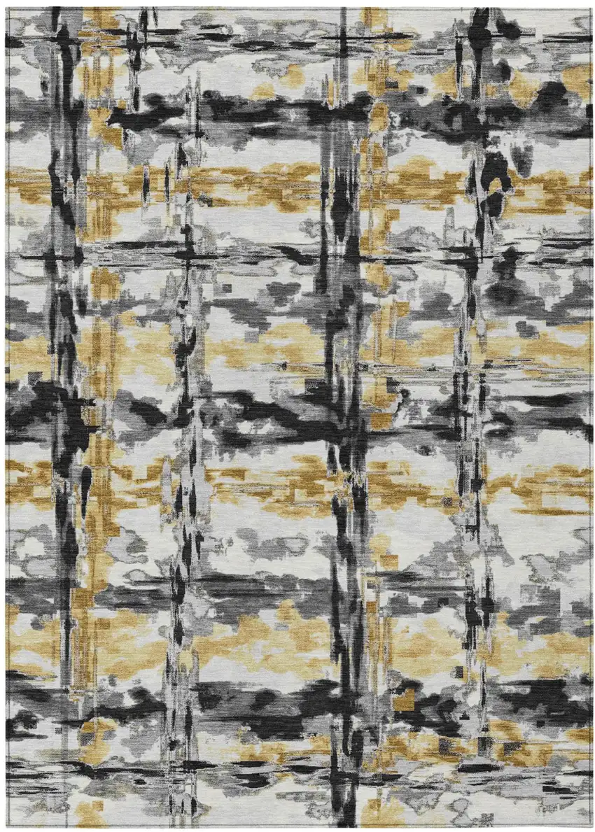 Gray And Granite Gray Abstract Washable Indoor Outdoor Area Rug Photo 2