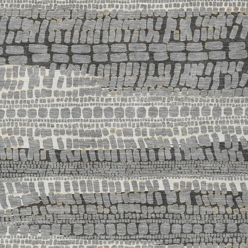 Gray And Graphite Abstract Washable Indoor Outdoor Area Rug Photo 2