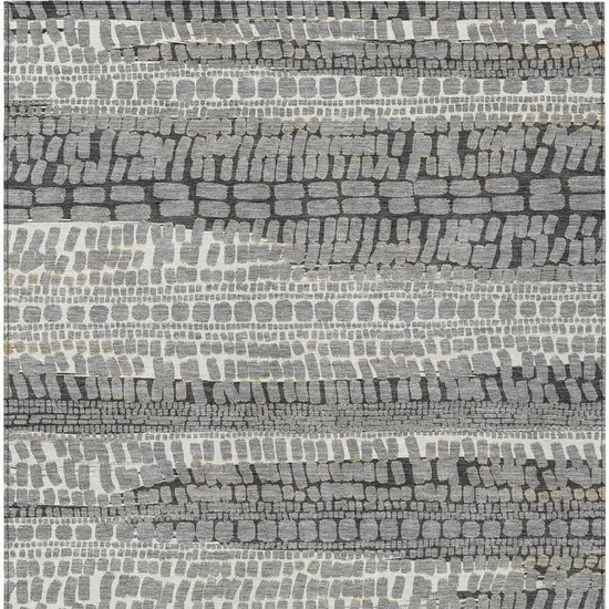 Gray And Graphite Abstract Washable Indoor Outdoor Area Rug Photo 3