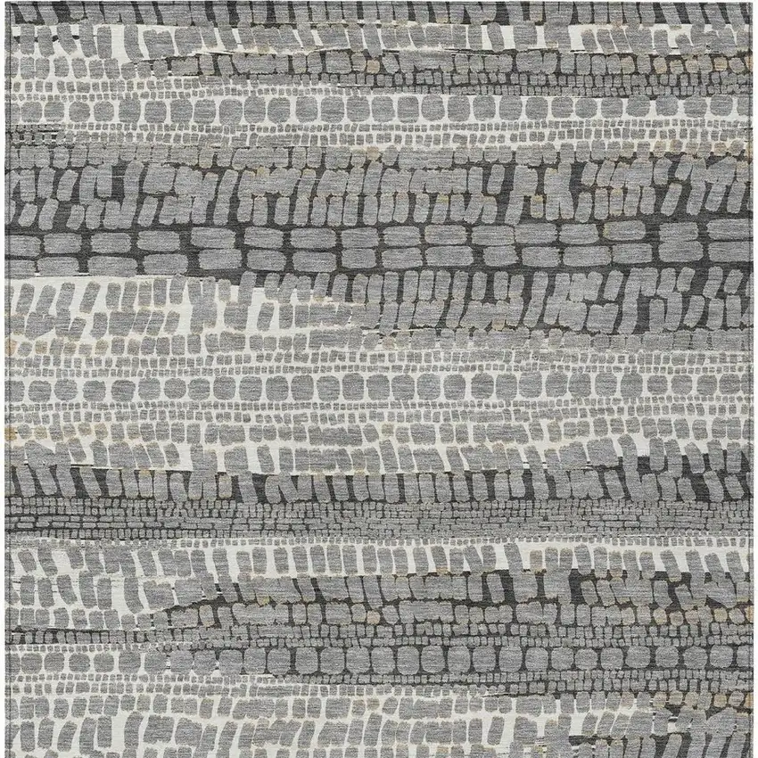 Gray And Graphite Abstract Washable Indoor Outdoor Area Rug Photo 3