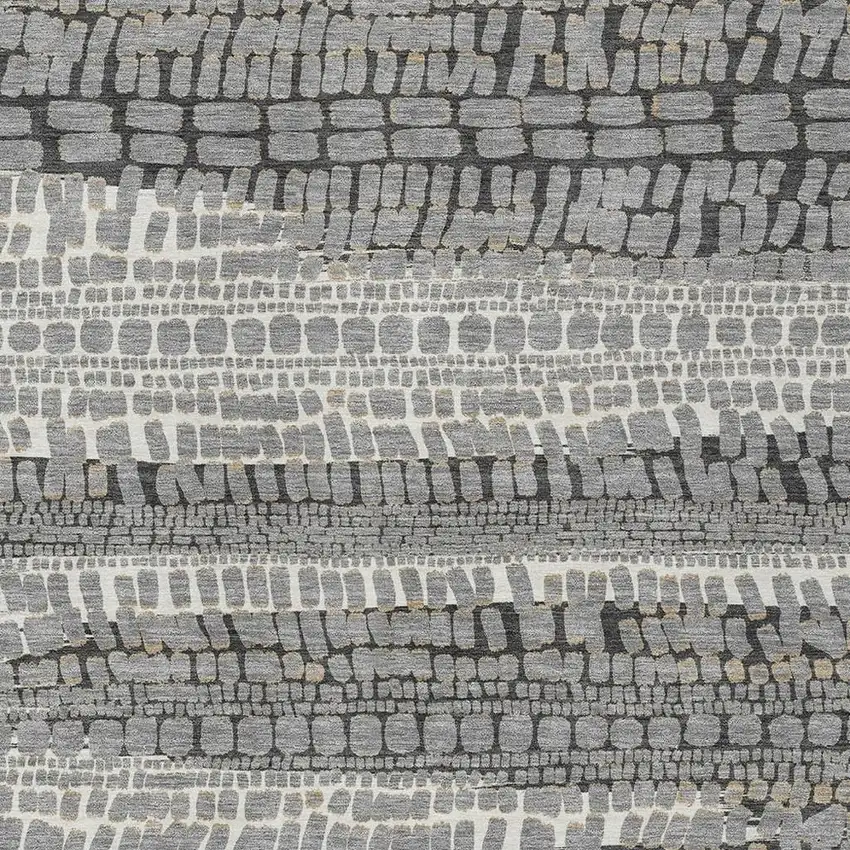 Gray And Graphite Abstract Washable Indoor Outdoor Area Rug Photo 2