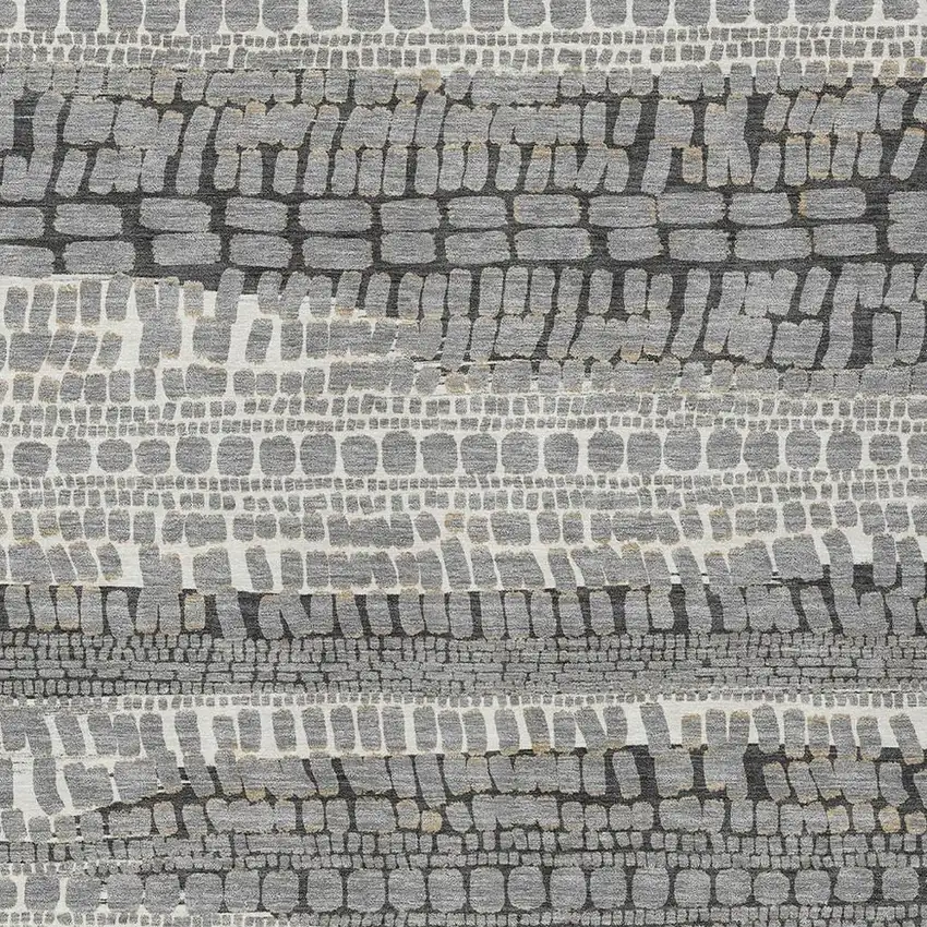 Gray And Graphite Abstract Washable Indoor Outdoor Area Rug Photo 2