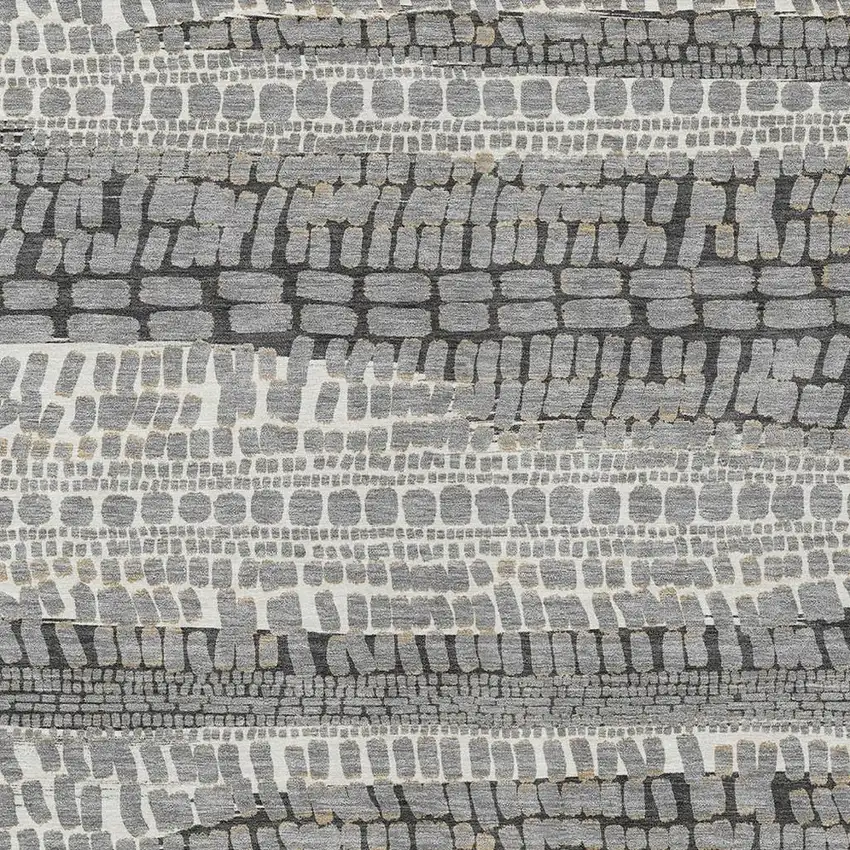 Gray And Graphite Abstract Washable Indoor Outdoor Area Rug Photo 2