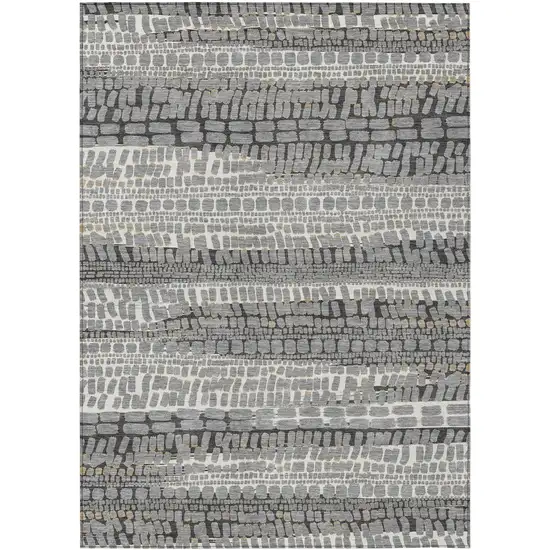 Gray And Graphite Abstract Washable Indoor Outdoor Area Rug Photo 1