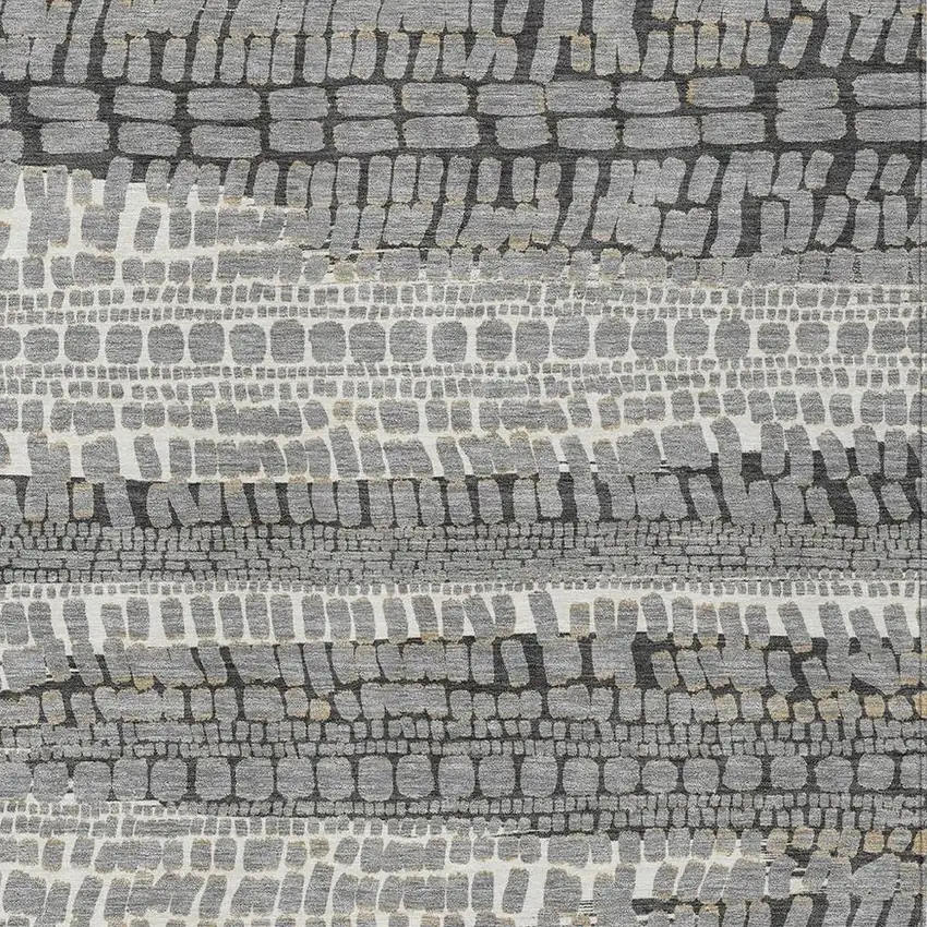 Gray And Graphite Abstract Washable Indoor Outdoor Area Rug Photo 2