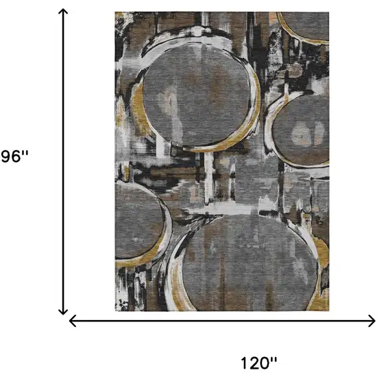 Gray And Graphite Abstract Washable Indoor Outdoor Area Rug Photo 6