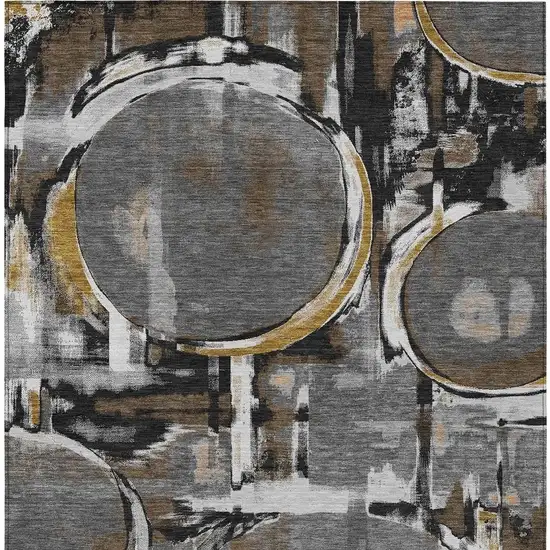 Gray And Graphite Abstract Washable Indoor Outdoor Area Rug Photo 1