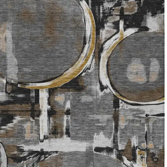 Gray And Graphite Abstract Washable Indoor Outdoor Area Rug Photo 2
