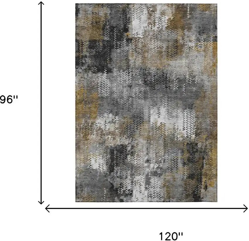Gray And Graphite Abstract Washable Indoor Outdoor Area Rug Photo 5