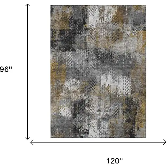 Gray And Graphite Abstract Washable Indoor Outdoor Area Rug Photo 5