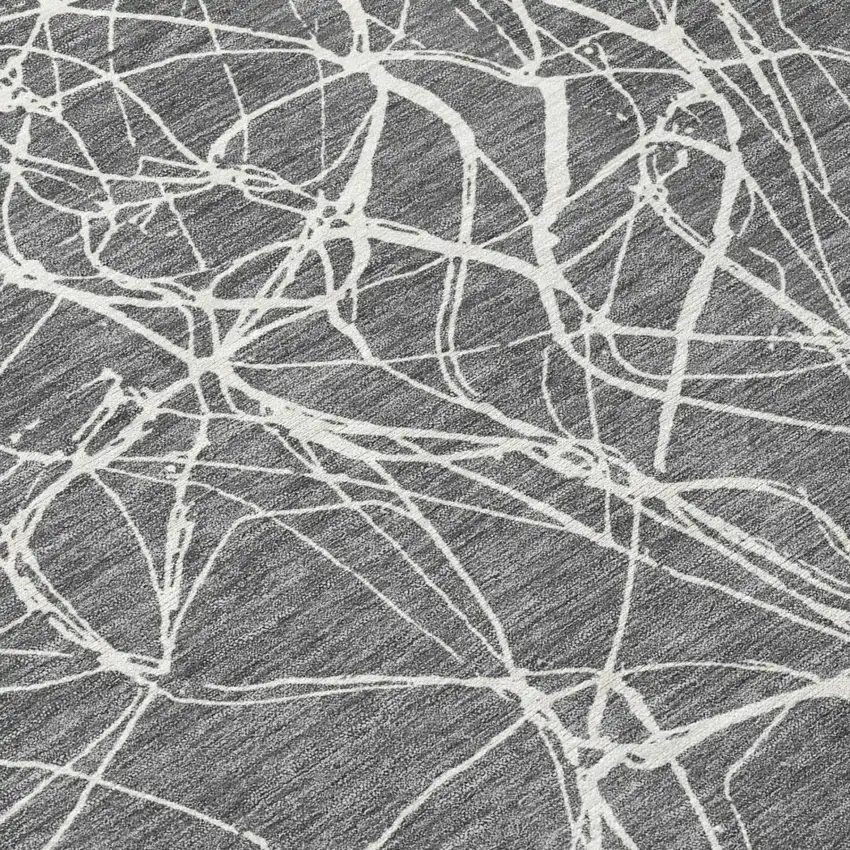 Gray And Graphite Abstract Washable Indoor Outdoor Area Rug Photo 4