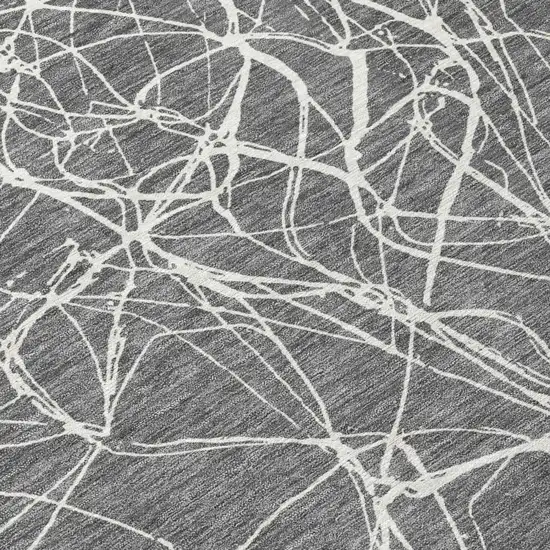 Gray And Graphite Abstract Washable Indoor Outdoor Area Rug Photo 4
