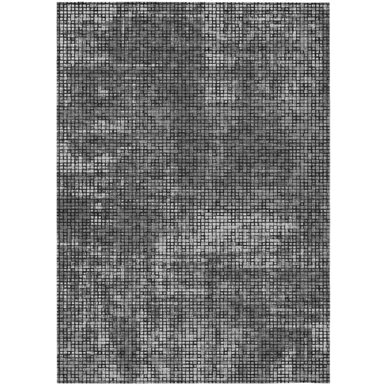 Gray And Graphite Abstract Washable Indoor Outdoor Area Rug Photo 2