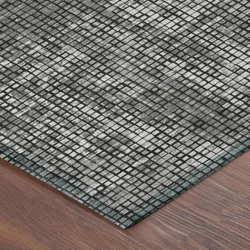 Gray And Graphite Abstract Washable Indoor Outdoor Area Rug Photo 3