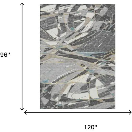 Gray And Graphite Abstract Washable Indoor Outdoor Area Rug Photo 5