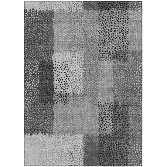 Gray And Graphite Abstract Washable Indoor Outdoor Area Rug Photo 2