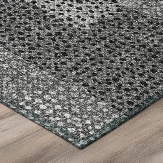 Gray And Graphite Abstract Washable Indoor Outdoor Area Rug Photo 4