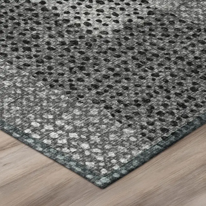 Gray And Graphite Abstract Washable Indoor Outdoor Area Rug Photo 4
