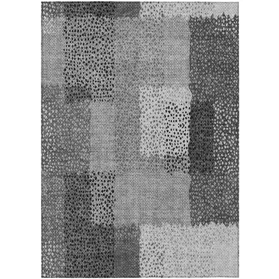 Gray And Graphite Abstract Washable Indoor Outdoor Area Rug Photo 3