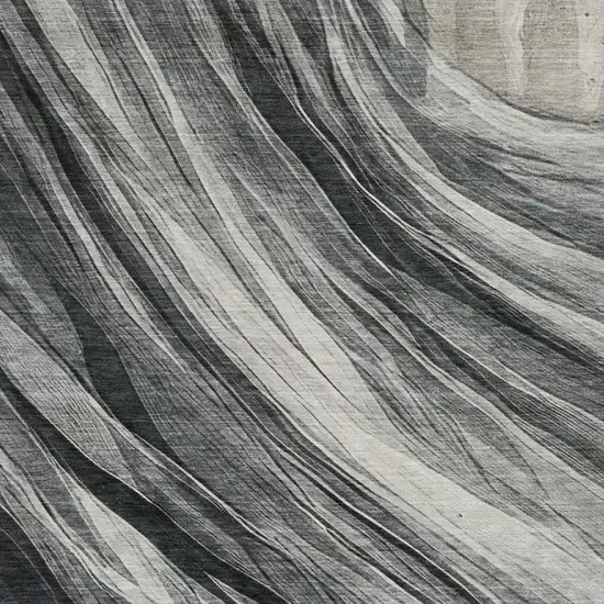 Gray And Graphite Abstract Washable Indoor Outdoor Area Rug Photo 9