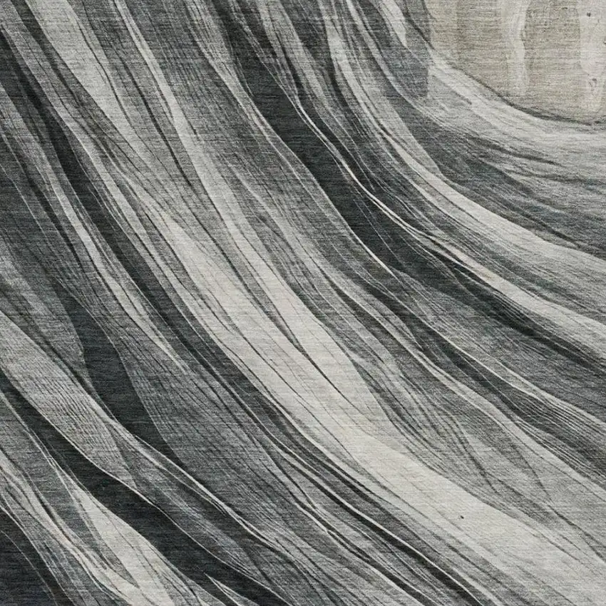 Gray And Graphite Abstract Washable Indoor Outdoor Area Rug Photo 9