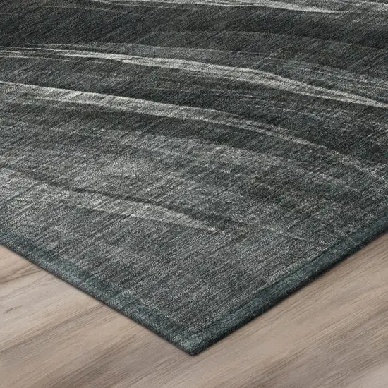 Gray And Graphite Abstract Washable Indoor Outdoor Area Rug Photo 8