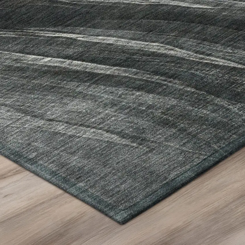 Gray And Graphite Abstract Washable Indoor Outdoor Area Rug Photo 8