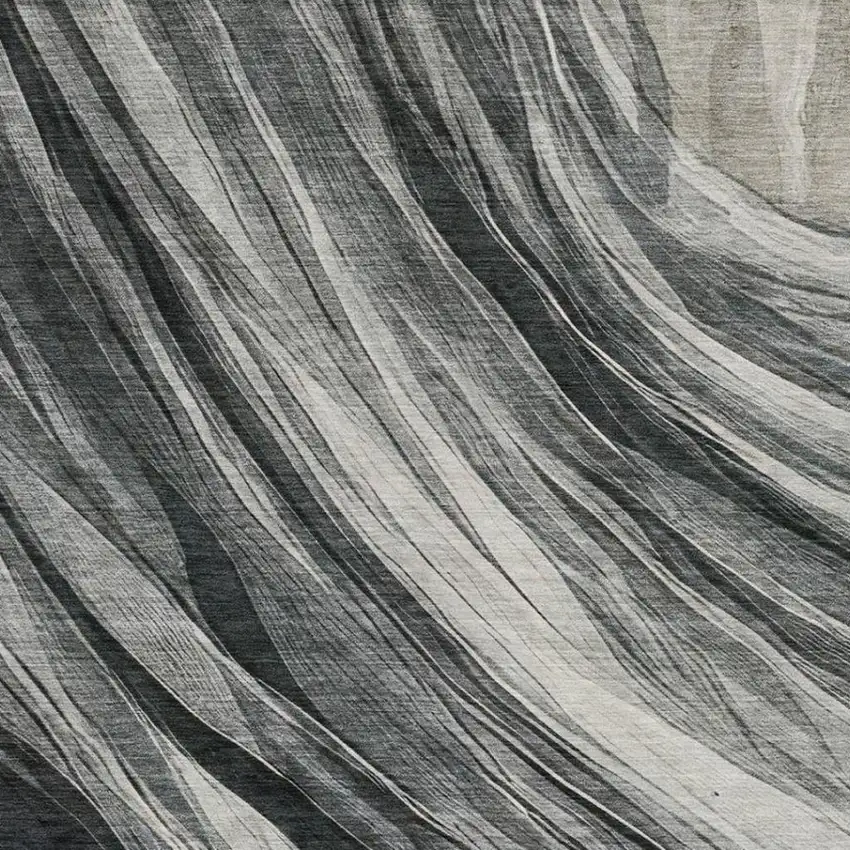 Gray And Graphite Abstract Washable Indoor Outdoor Area Rug Photo 2