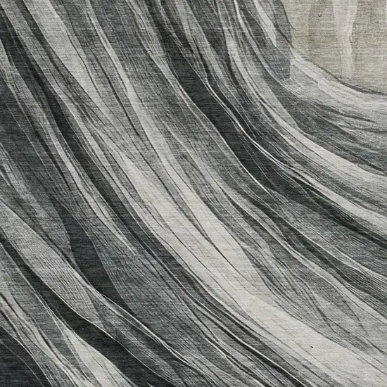 Gray And Graphite Abstract Washable Indoor Outdoor Area Rug Photo 4