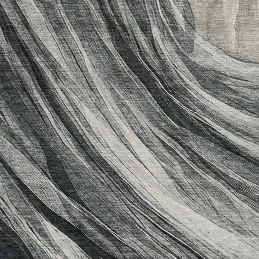 Gray And Graphite Abstract Washable Indoor Outdoor Area Rug Photo 4