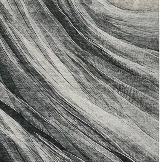 Gray And Graphite Abstract Washable Indoor Outdoor Area Rug Photo 5