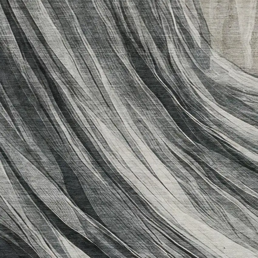 Gray And Graphite Abstract Washable Indoor Outdoor Area Rug Photo 7