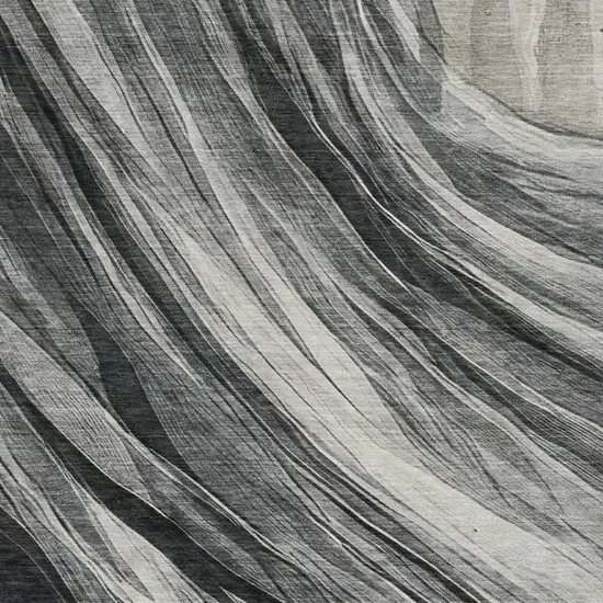 Gray And Graphite Abstract Washable Indoor Outdoor Area Rug Photo 4