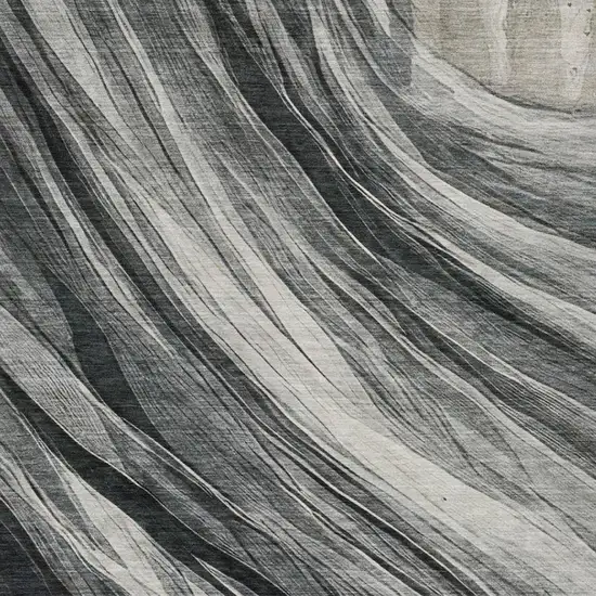Gray And Graphite Abstract Washable Indoor Outdoor Area Rug Photo 8