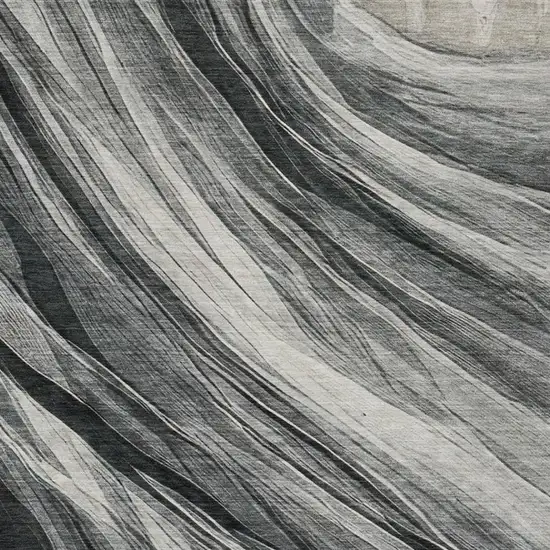 Gray And Graphite Abstract Washable Indoor Outdoor Area Rug Photo 5