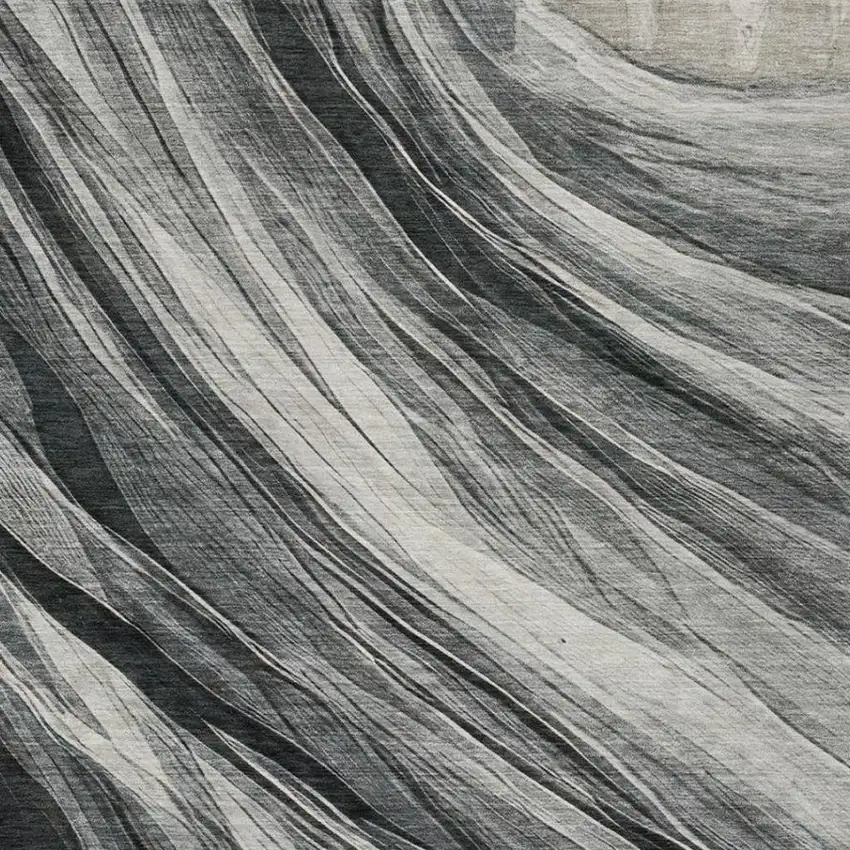 Gray And Graphite Abstract Washable Indoor Outdoor Area Rug Photo 5
