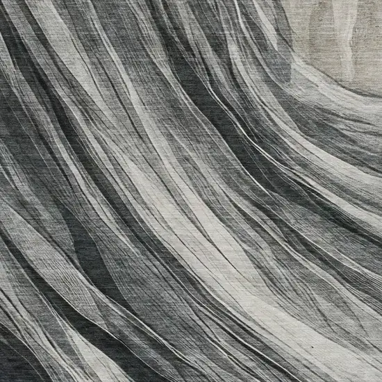 Gray And Graphite Abstract Washable Indoor Outdoor Area Rug Photo 7