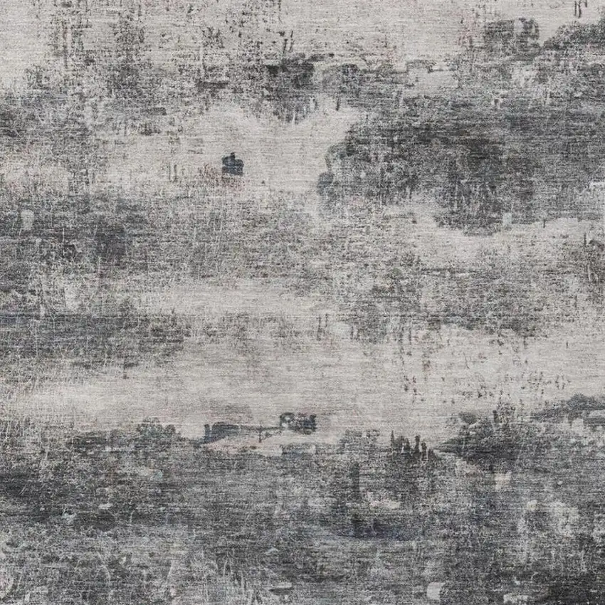 Gray And Graphite Abstract Washable Indoor Outdoor Area Rug Photo 2