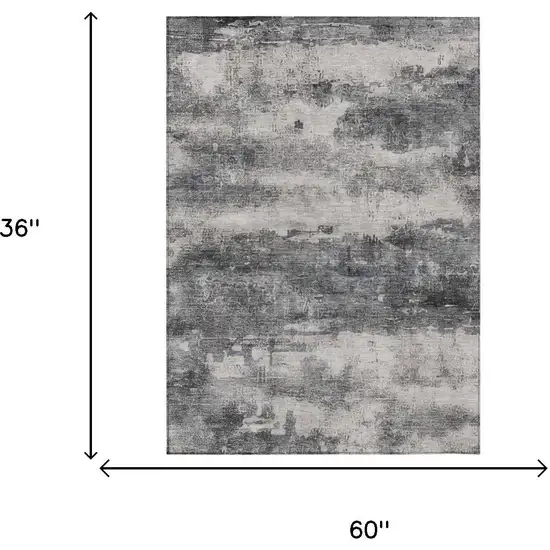 Gray And Graphite Abstract Washable Indoor Outdoor Area Rug Photo 7