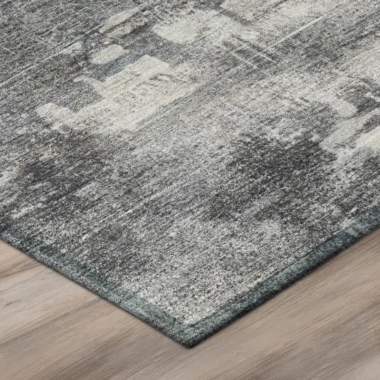 Gray And Graphite Abstract Washable Indoor Outdoor Area Rug Photo 3