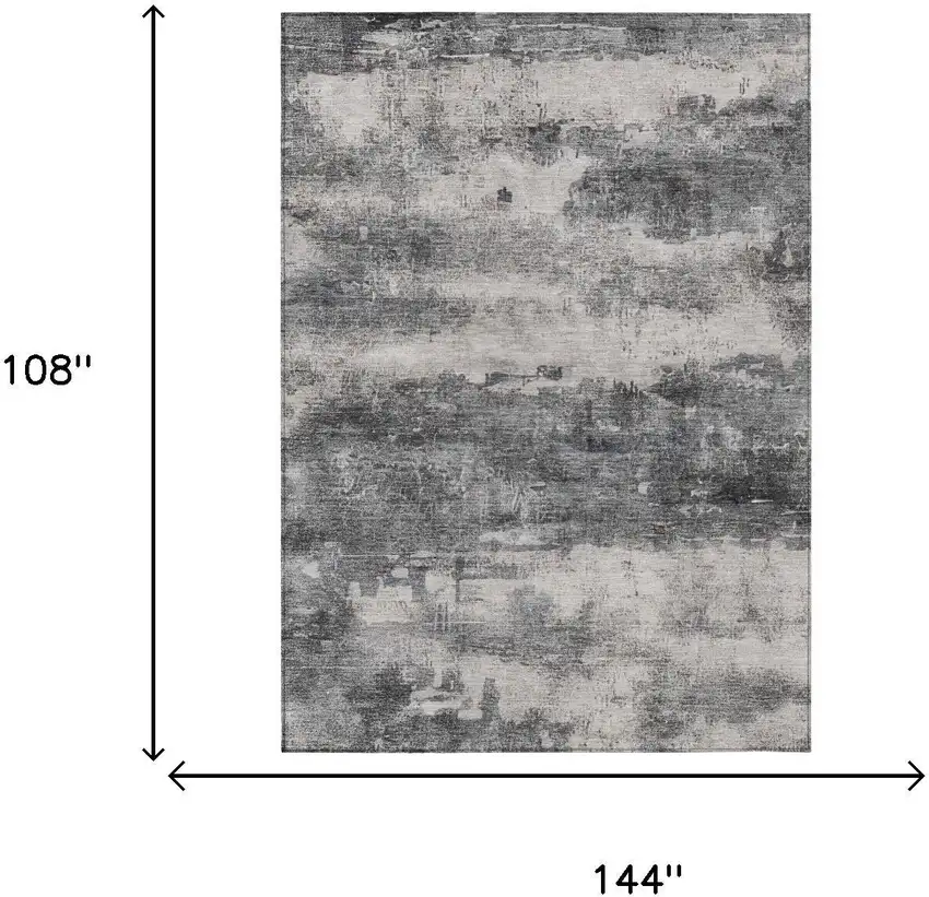 Gray And Graphite Abstract Washable Indoor Outdoor Area Rug Photo 5