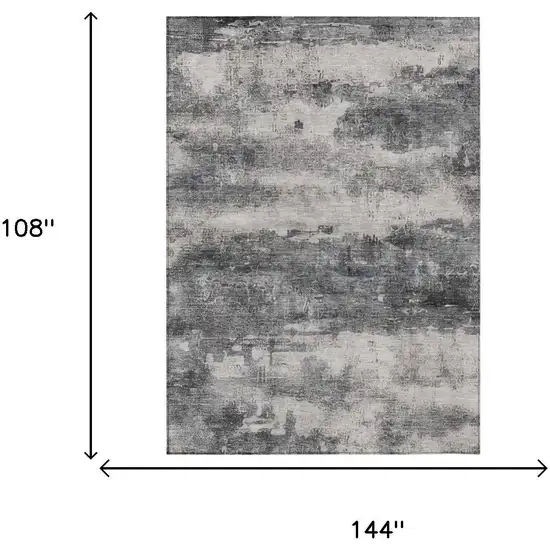 Gray And Graphite Abstract Washable Indoor Outdoor Area Rug Photo 5