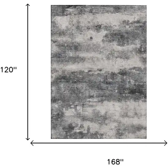Gray And Graphite Abstract Washable Indoor Outdoor Area Rug Photo 6